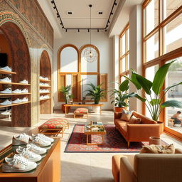 A contemporary Golden Goose shop interior in Iran, featuring modern Iranian architectural elements