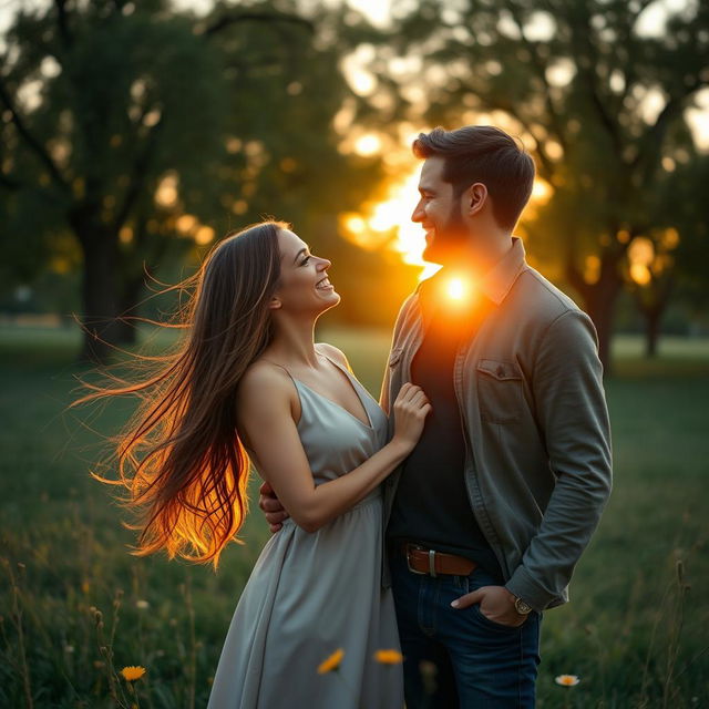 A romantic couple photo capturing a loving moment between a man and a woman