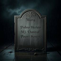 A somber, aged tombstone featuring the name 'Marg' beautifully engraved at the top