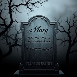 An intricately designed tombstone that reads 'Marg' at the top in bold, elegant lettering