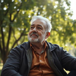 A cinematic photograph capturing a middle-aged man who is the user's father