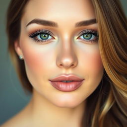 A close-up portrait of a beautiful young woman with a realistic and detailed face
