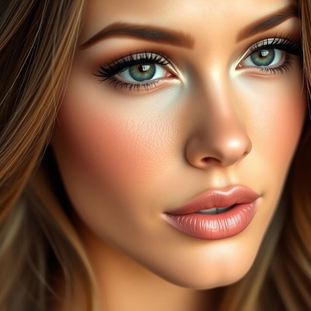 A close-up portrait of a beautiful young woman with a realistic and detailed face