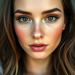 A close-up portrait of a beautiful young woman with a realistic and detailed face