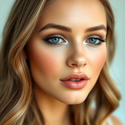A close-up portrait of a beautiful young woman with a realistic and detailed face