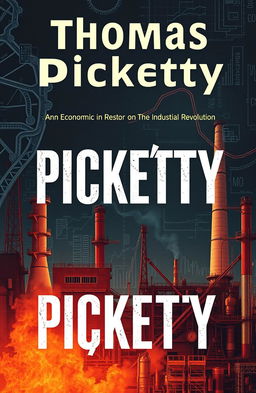 A captivating book cover for an economic history narrative focused on the Industrial Revolution, featuring thematic elements representing economic growth, technological advancement, and social change