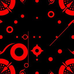 A striking and bold red and black design featuring an abstract geometric pattern, with sharp angles and smooth curves