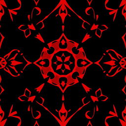 A striking and bold red and black design featuring an abstract geometric pattern, with sharp angles and smooth curves