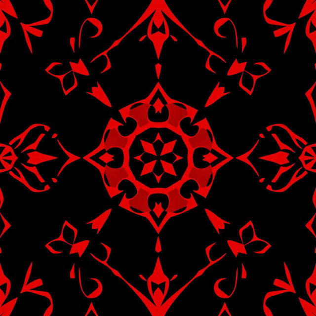 A striking and bold red and black design featuring an abstract geometric pattern, with sharp angles and smooth curves