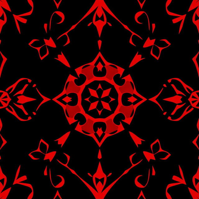 A striking and bold red and black design featuring an abstract geometric pattern, with sharp angles and smooth curves