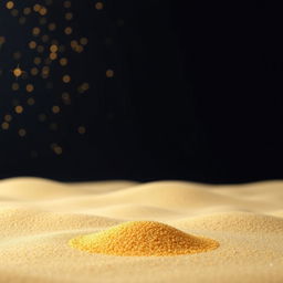 A luxurious and simple scene featuring a dark background adorned with shimmering golden sparkles