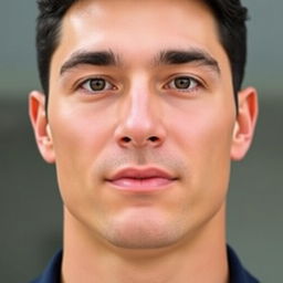 A 35-year-old man with a handsome and attractive face, featuring a refined nose that suggests surgery