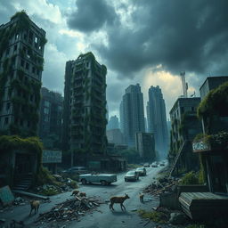 A vivid portrayal of a post-apocalyptic cityscape