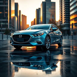 A stunning Mazda3 car in a dynamic pose, showcasing its sleek design and modern features