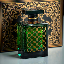 An elegant perfume bottle named "Vintage Odyssey" featuring a sleek square design
