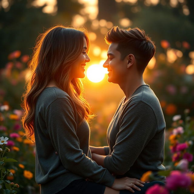 A romantic profile image featuring a couple in a serene and intimate setting