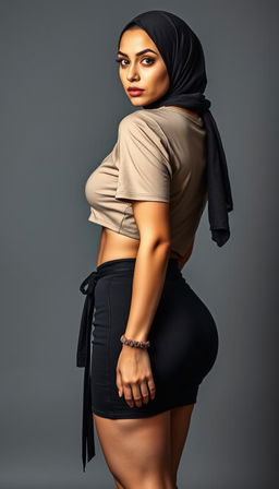 A captivating full-body photograph of a 40-year-old German woman, exuding allure and confidence