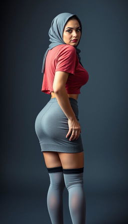 An intriguing full-body photograph of a 40-year-old German woman, radiating confidence and allure