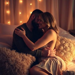 A beautiful and sensual scene of intimacy between a couple, showcasing the tenderness and passion of their connection