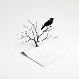 A half-rolled letter lying on the ground, from which a dead tree is growing, symbolizing a poignant reminder of loss