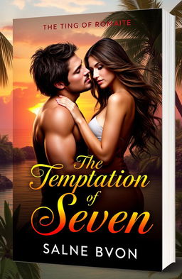 A captivating book cover for a sizzling romance novel titled 'The Temptation of Seven'