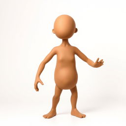 A beautifully crafted clay figure of a person, completely without a face or clothing, showcasing smooth, untextured skin that emphasizes the organic quality of the clay