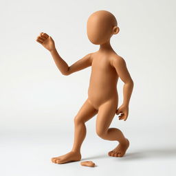 A beautifully crafted clay figure of a person, completely without a face or clothing, showcasing smooth, untextured skin that emphasizes the organic quality of the clay