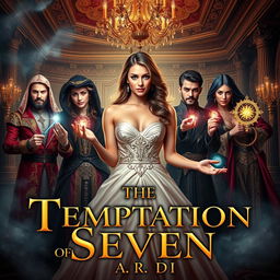 An enticing book cover for the steamy romance novel 'The Temptation of Seven' by A