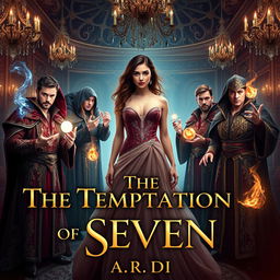An enticing book cover for the steamy romance novel 'The Temptation of Seven' by A