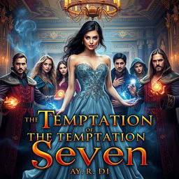 An enticing book cover for the steamy romance novel 'The Temptation of Seven' by A