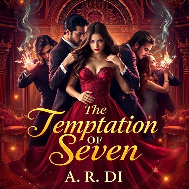 An evocative book cover for the steamy romance novel 'The Temptation of Seven' by A