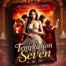 An evocative book cover for the steamy romance novel 'The Temptation of Seven' by A