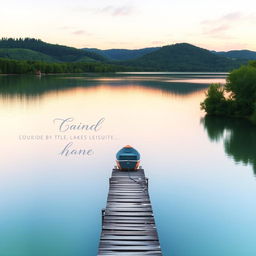 A serene lakeside scene, beautifully depicted in watercolor style for a book cover