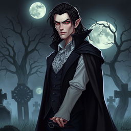 A striking vampire character design for a gothic novel cover