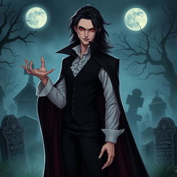 A striking vampire character design for a gothic novel cover