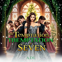 An enchanting book cover for the passionate romance novel 'The Temptation of Seven' by A