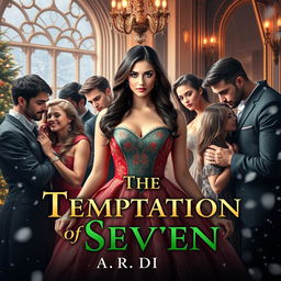 An enchanting book cover for the passionate romance novel 'The Temptation of Seven' by A