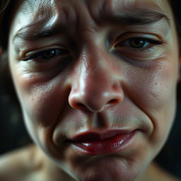 A close-up portrait of a person with swollen eyes as if they have just finished crying