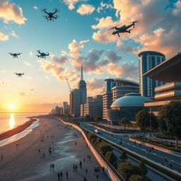 A futuristic vision of Southport, UK in the year 2050