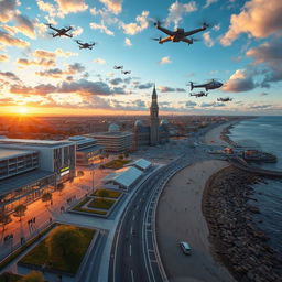 A futuristic vision of Southport, UK in the year 2050