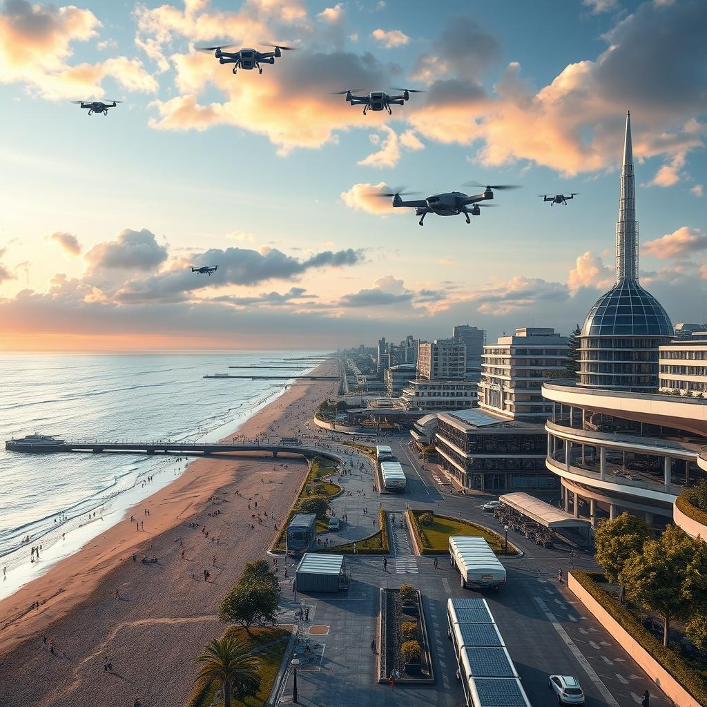 A futuristic vision of Southport, UK in the year 2050