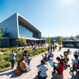 A futuristic view of Birkdale High School in Southport, set in the year 2050