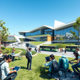 A futuristic view of Birkdale High School in Southport, set in the year 2050