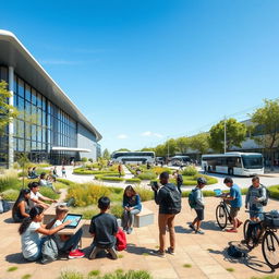 A futuristic view of Birkdale High School in Southport, set in the year 2050