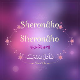 A beautifully artistic representation of the name 'Sherondho' in three languages: English, Bengali, and Urdu