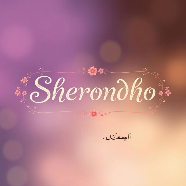 A beautifully artistic representation of the name 'Sherondho' in three languages: English, Bengali, and Urdu