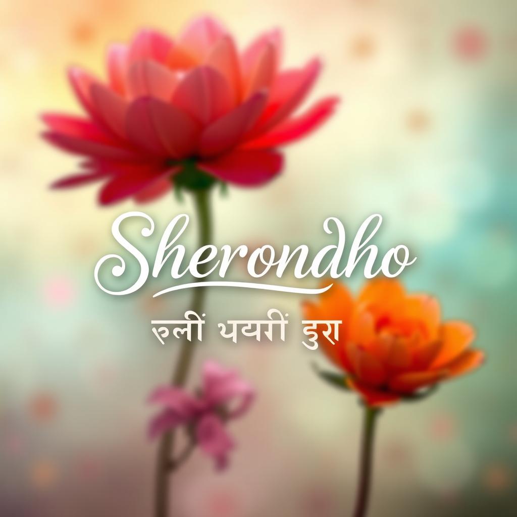 A visually captivating design featuring the names 'Sherondho', 'শেরোন্ধ', and 'شعروندھ' creatively integrated into an artistic background suitable for Urdu shayri