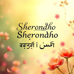 A visually captivating design featuring the names 'Sherondho', 'শেরোন্ধ', and 'شعروندھ' creatively integrated into an artistic background suitable for Urdu shayri