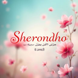 A visually captivating design featuring the names 'Sherondho', 'শেরোন্ধ', and 'شعروندھ' creatively integrated into an artistic background suitable for Urdu shayri