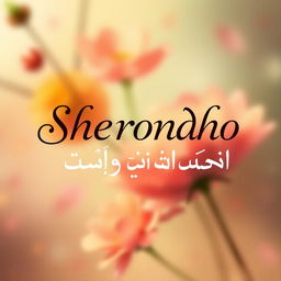 A visually captivating design featuring the names 'Sherondho', 'শেরোন্ধ', and 'شعروندھ' creatively integrated into an artistic background suitable for Urdu shayri